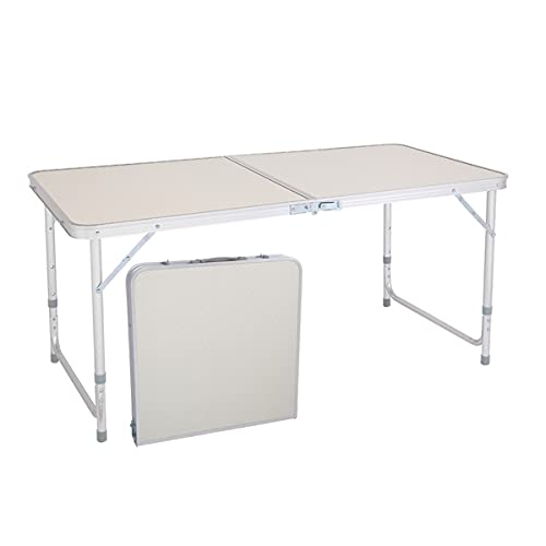 Aluminum Portable Folding Table 4 Foot White Adjustable Height K9616