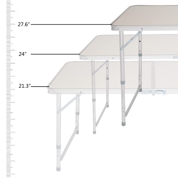 Aluminum Portable Folding Table 4 Foot White Adjustable Height K9616