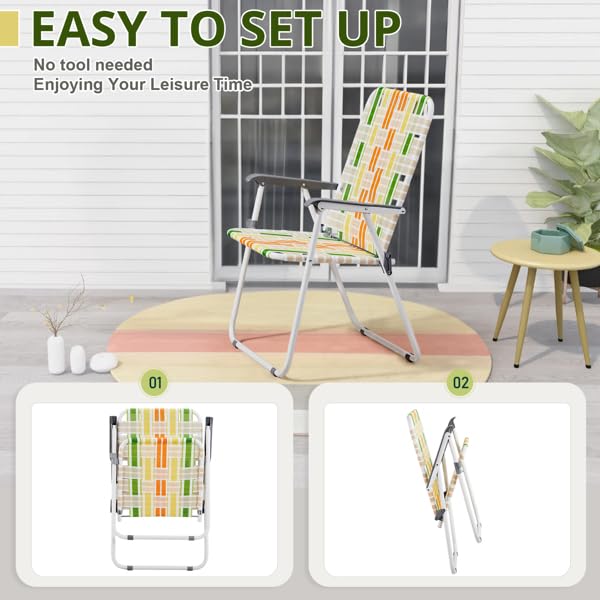 Folding Lawn Chair Set of 2 Yellow R8205