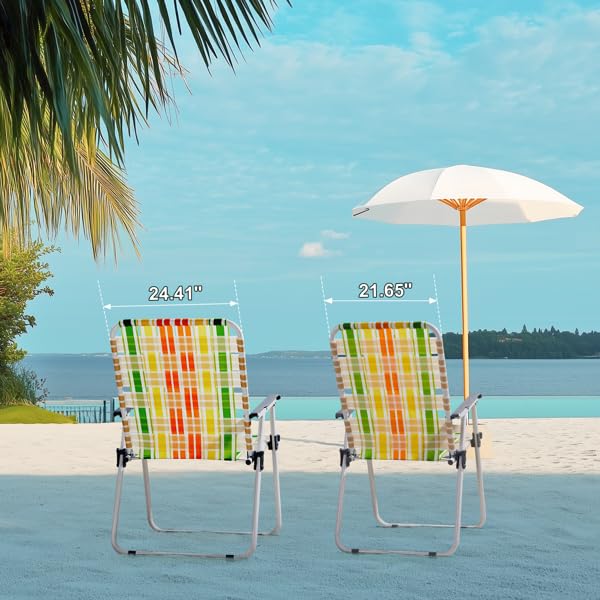 Folding Lawn Chair Set of 2 Yellow R8205