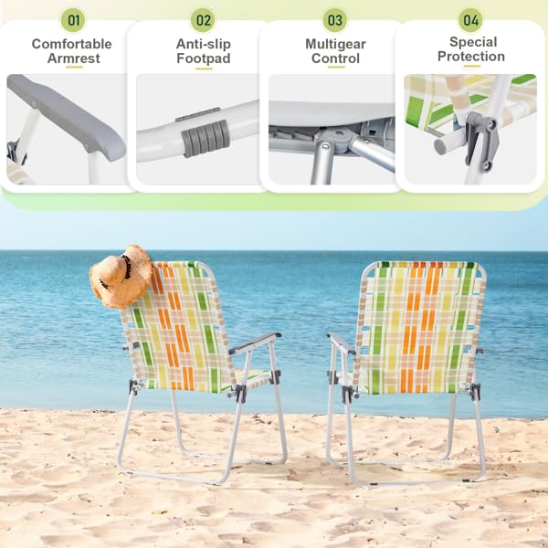 Folding Lawn Chair Set of 2 Yellow R8205