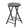Black Round Folding Stool with Metal Frame V94007