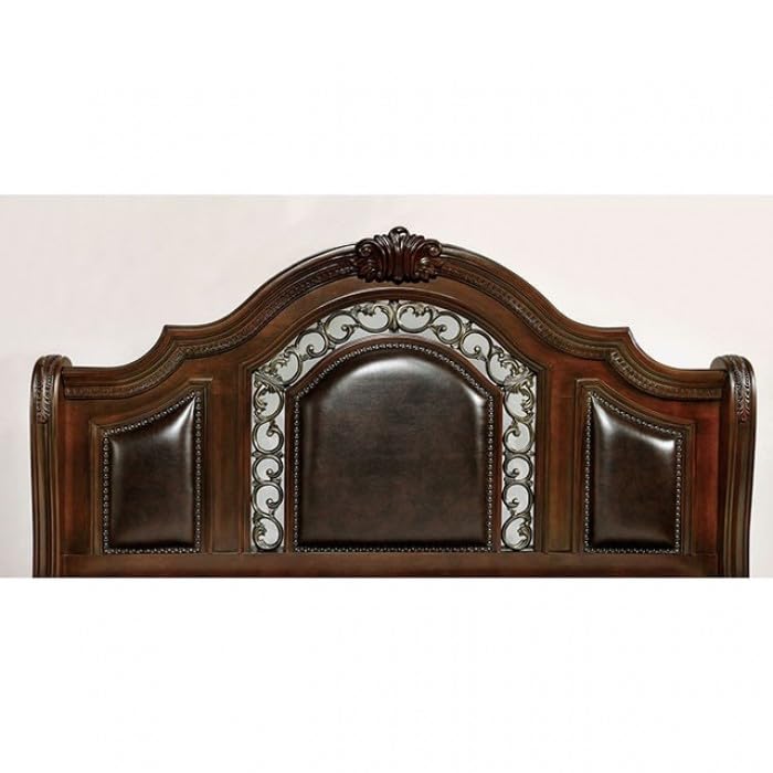 California King Size Traditional Bed in Brown Cherry Espresso Finish O360