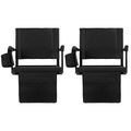 2 Pcs Folding Stadium Seat with Back Support and Cup Holder Black P71389