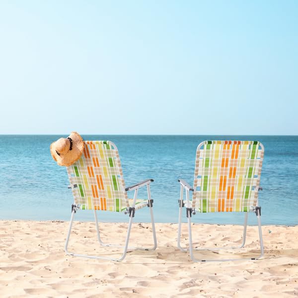 Folding Lawn Chair Set of 2 Yellow R8205