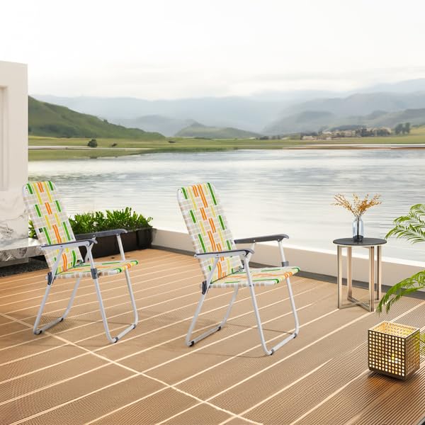 Folding Lawn Chair Set of 2 Yellow R8205