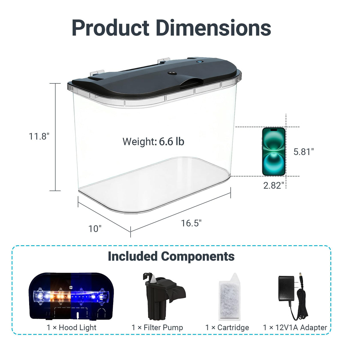 5-Gallon Aquarium Kit with LED Lighting and Power Filter Q190672