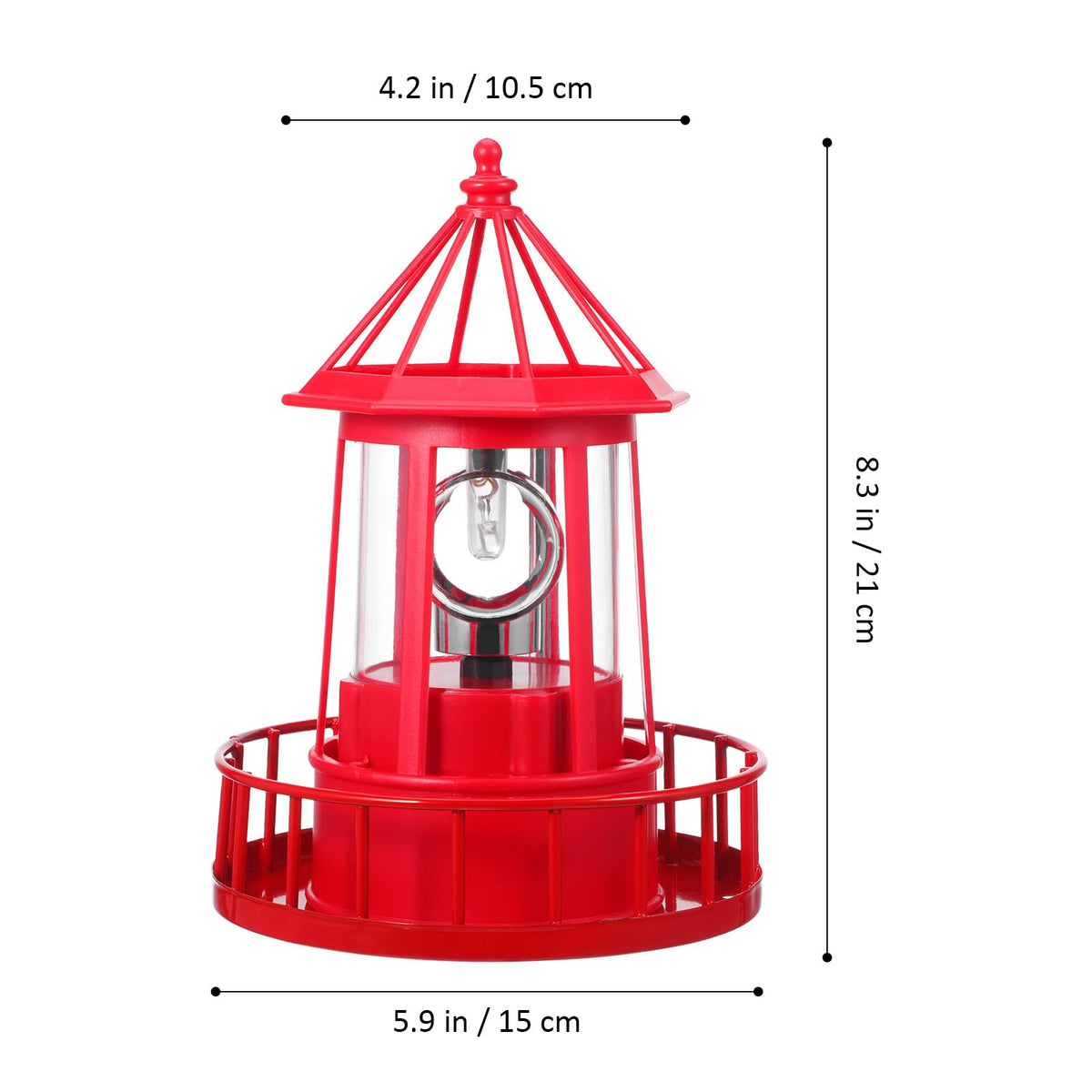 Solar Lighthouse Rotating Beacon Light Red Iron G604540