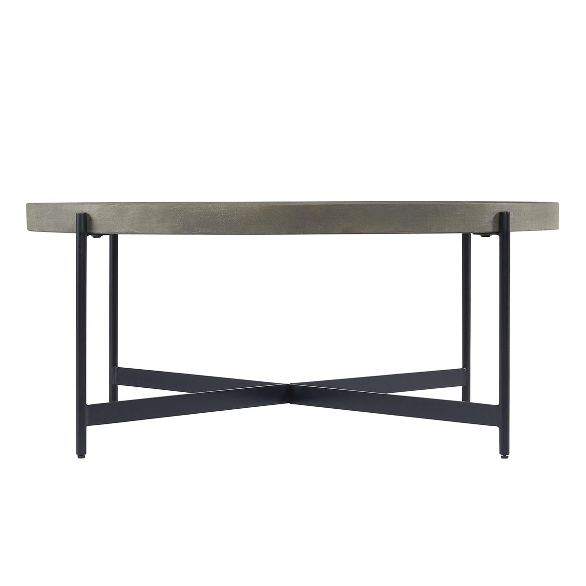 42-Inch Round Concrete-Coated Wood Coffee Table with Tray Top R307948