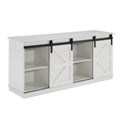 White 58" Farmhouse TV Stand with Sliding Barn Doors E8672