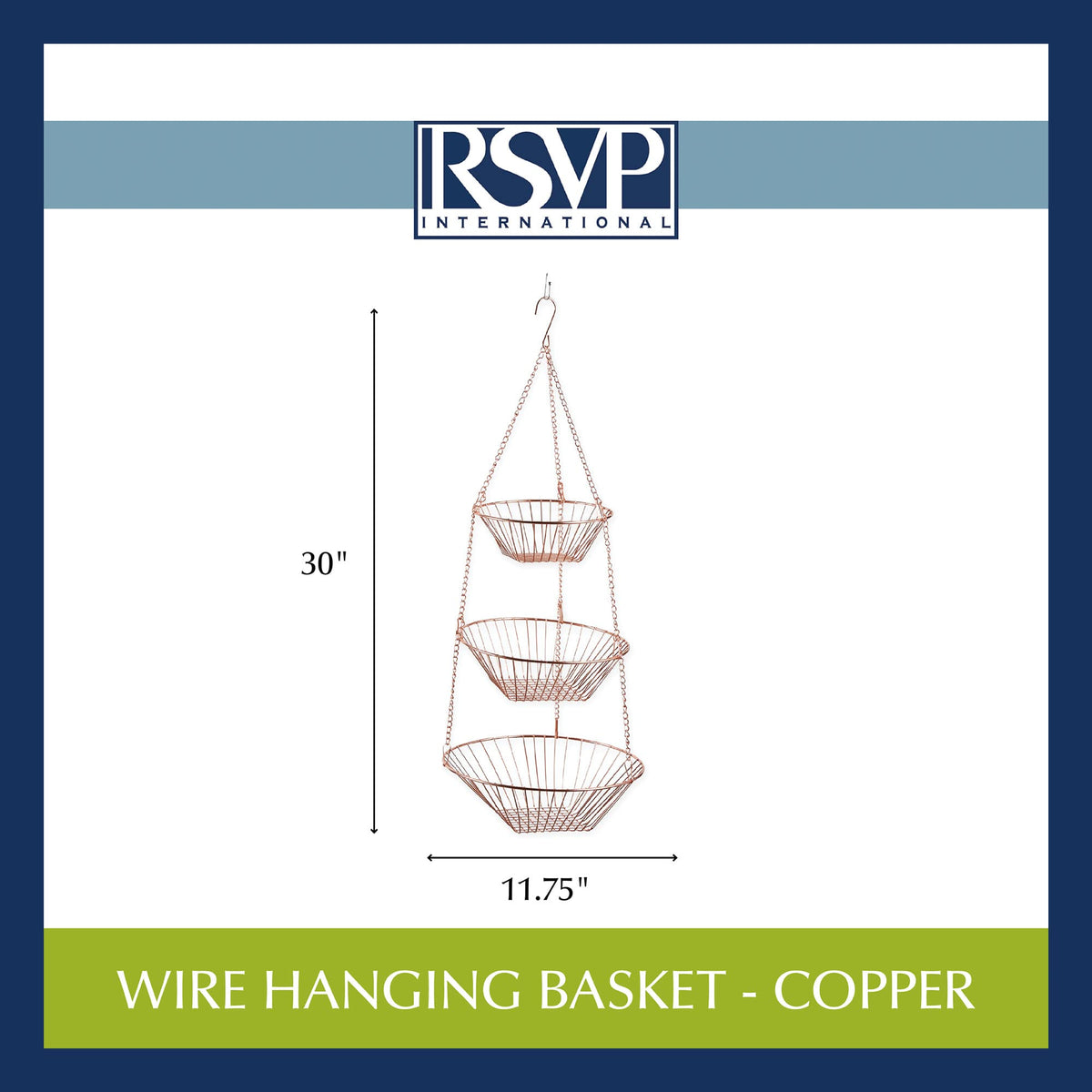 3-Tier Copper Wire Hanging Baskets W282