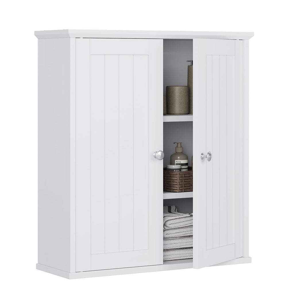 White Wall Mount Bathroom Cabinet with 2 Doors S97715