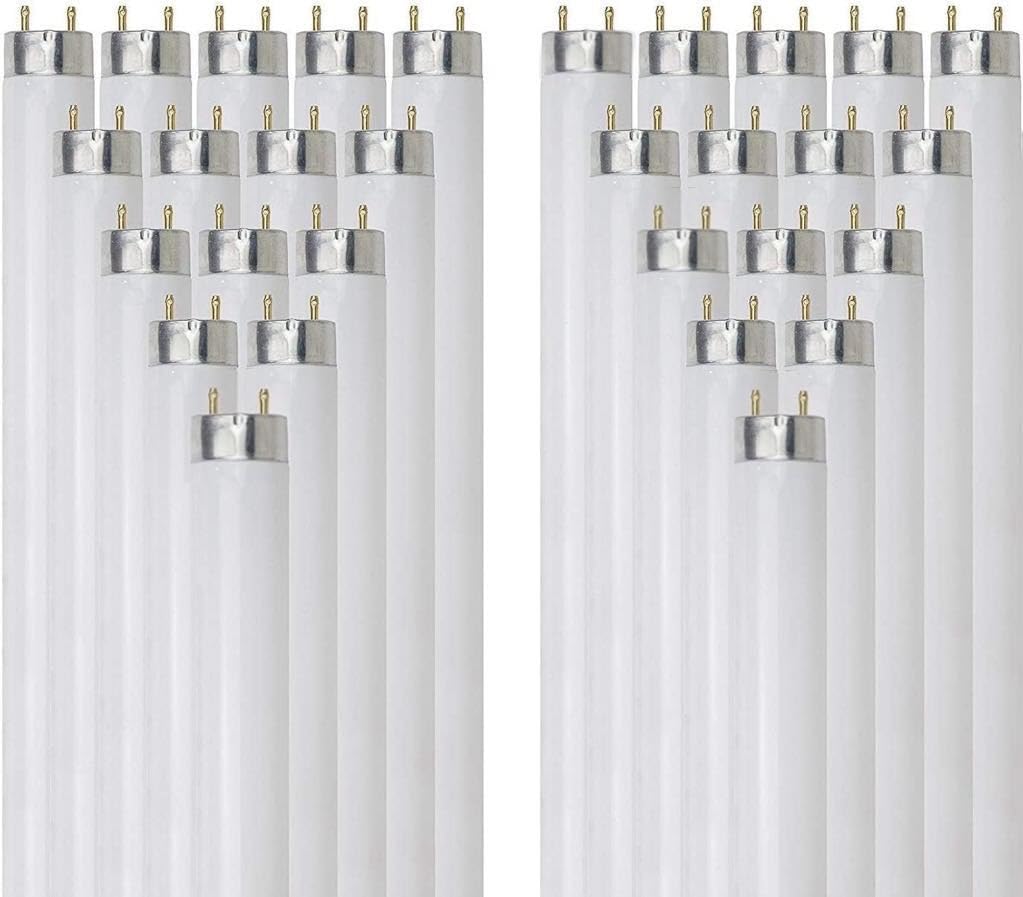 24 Inch T8 Fluorescent Tube Light Bulb 17W 3500K Neutral White G13 Base Pack of 30 G59134
