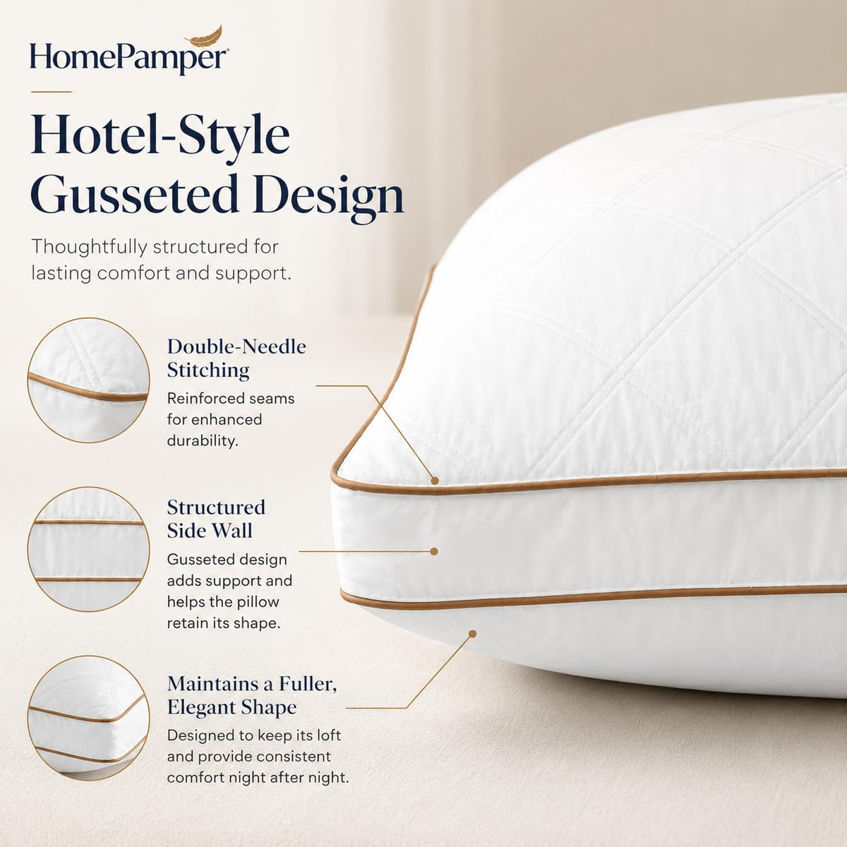 King Size Set of 2 White Cotton Bed Pillows G312438