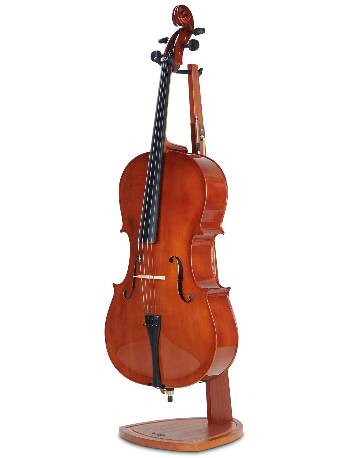 Mahogany Wood Cello Stand with Bow Holder V780