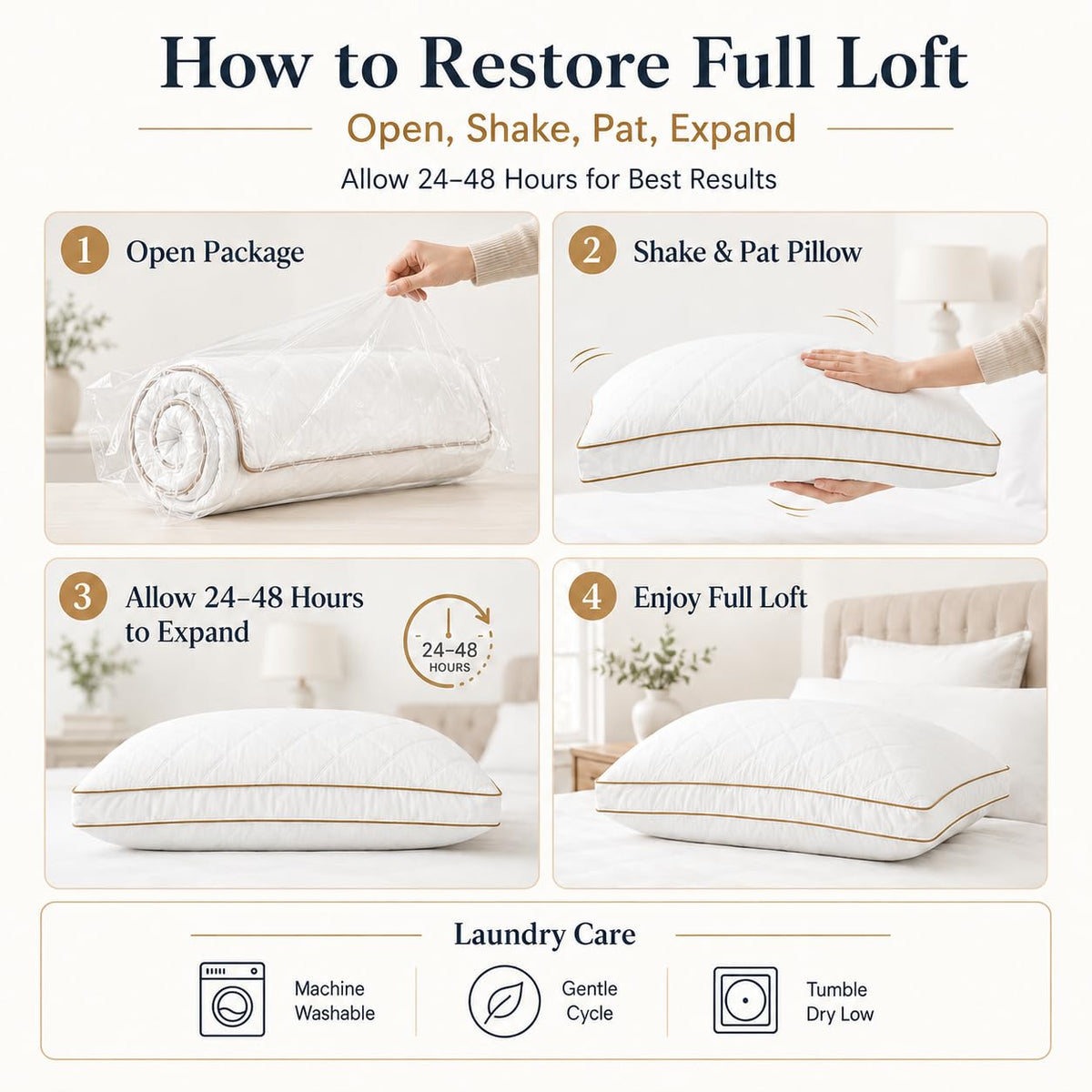 King Size Set of 2 White Cotton Bed Pillows G312438