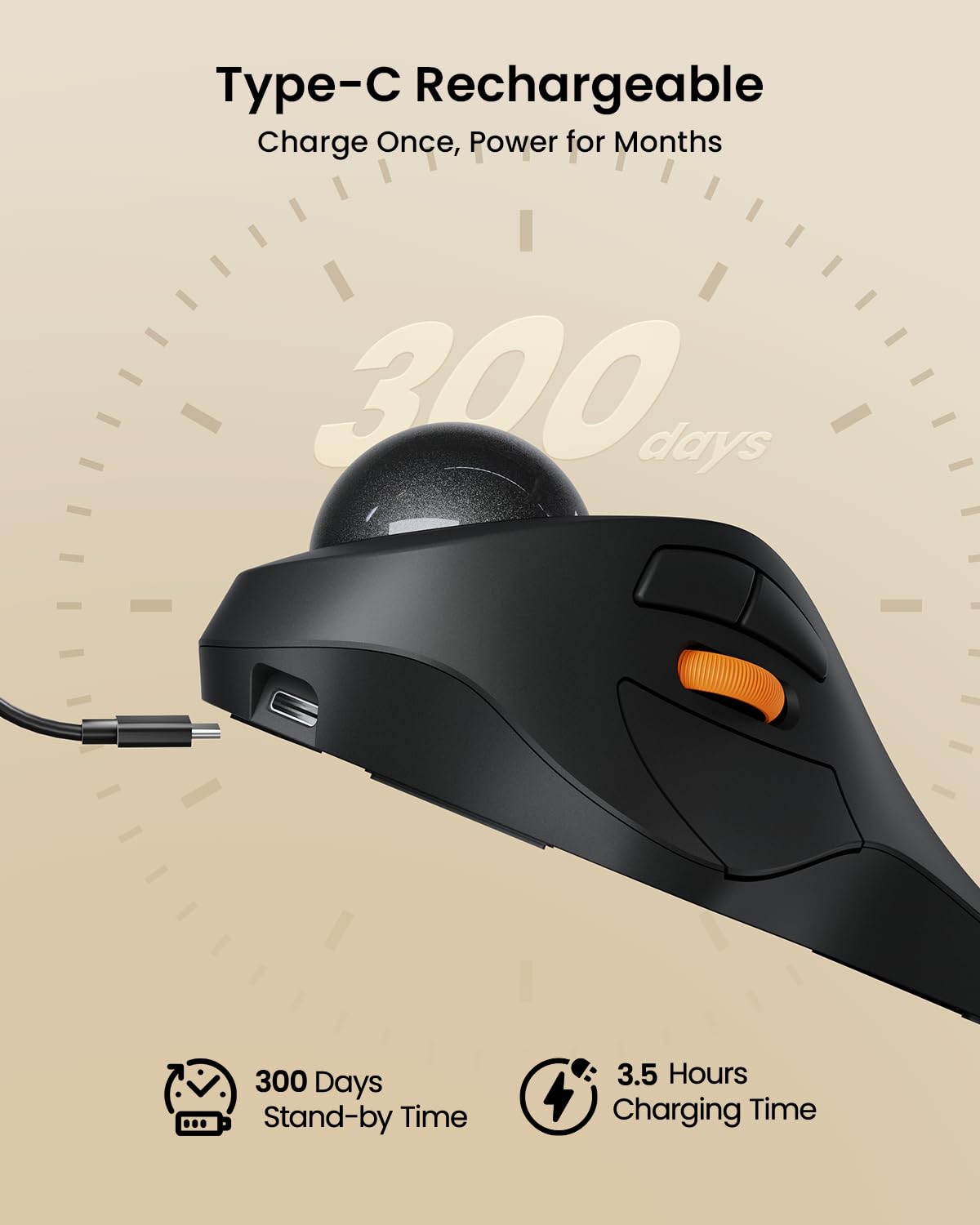 Wireless Bluetooth Trackball Mouse, Gray C71806