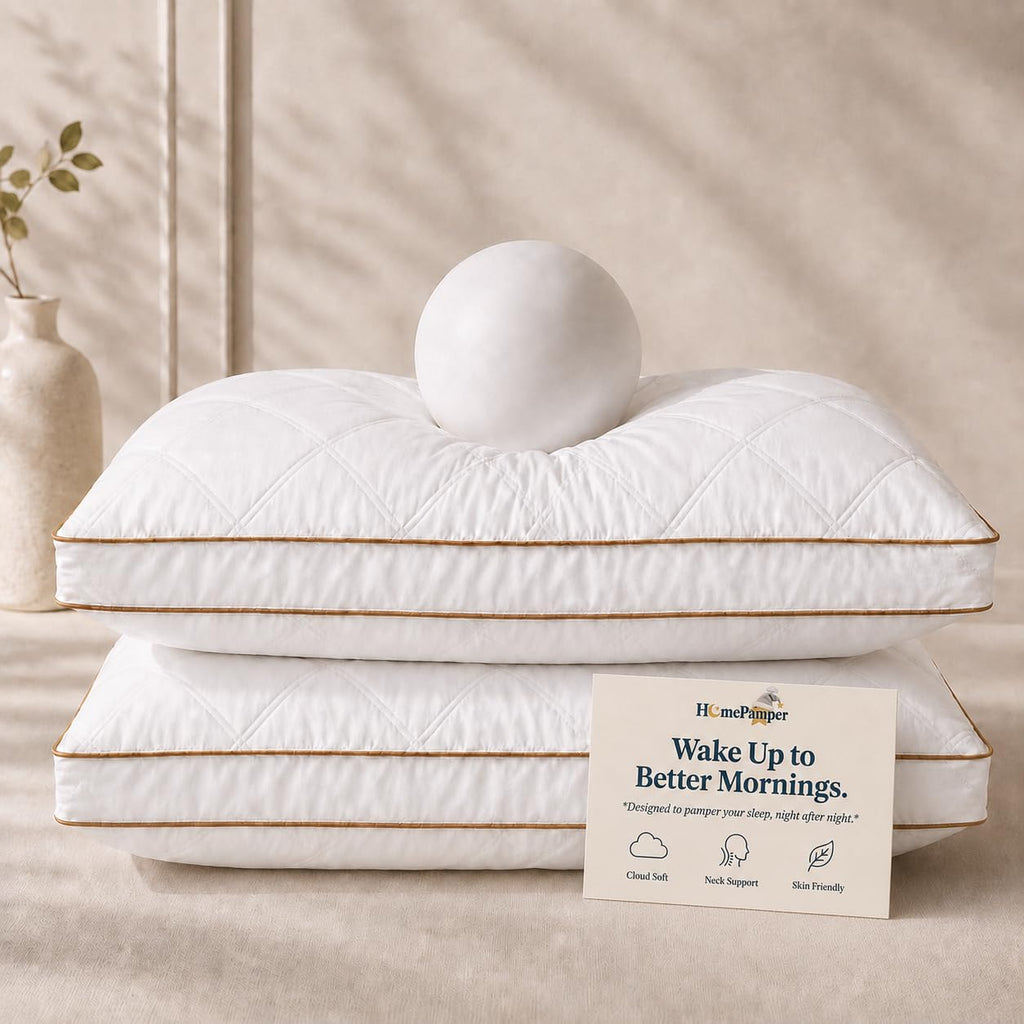 King Size Set of 2 White Cotton Bed Pillows G312438
