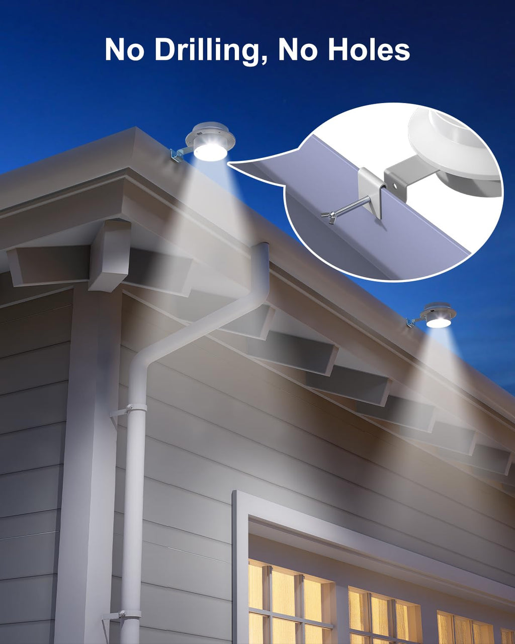 8 Pack Cool White Solar Powered Gutter Mounted Lights X377