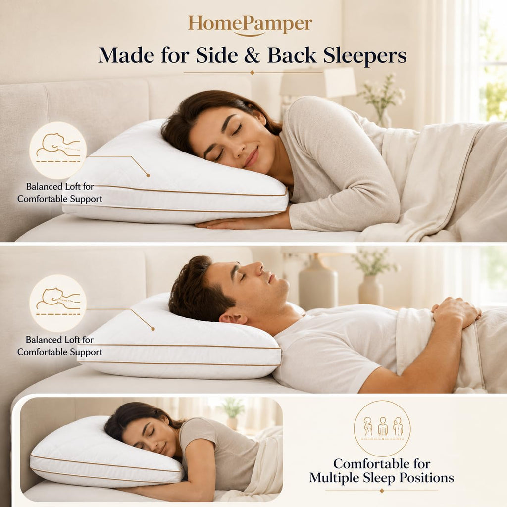 King Size Set of 2 White Cotton Bed Pillows G312438