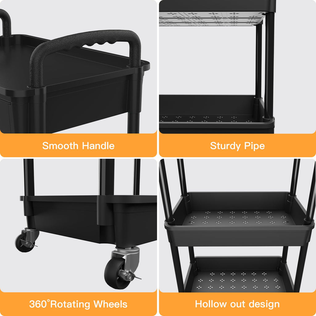 3 Tier Rolling Utility Cart with Drawer Y493
