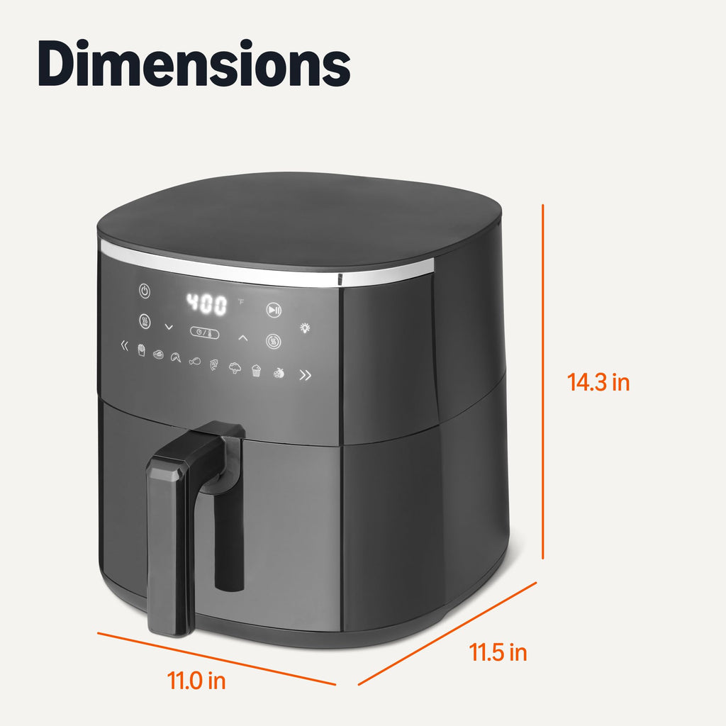 6-Quart Digital Air Fryer with Easy View Window, Black Y77747