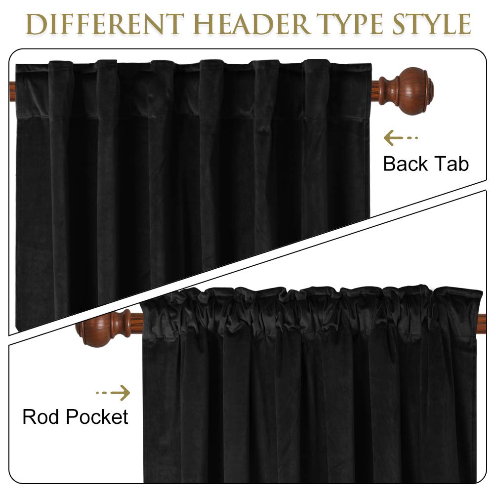 Black Velvet Blackout Curtains 2 Panels Y727