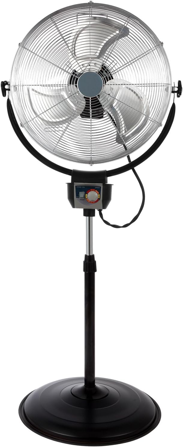 20" 3-Speed Metal Oscillating Stand Fan with Chrome Grill A159484