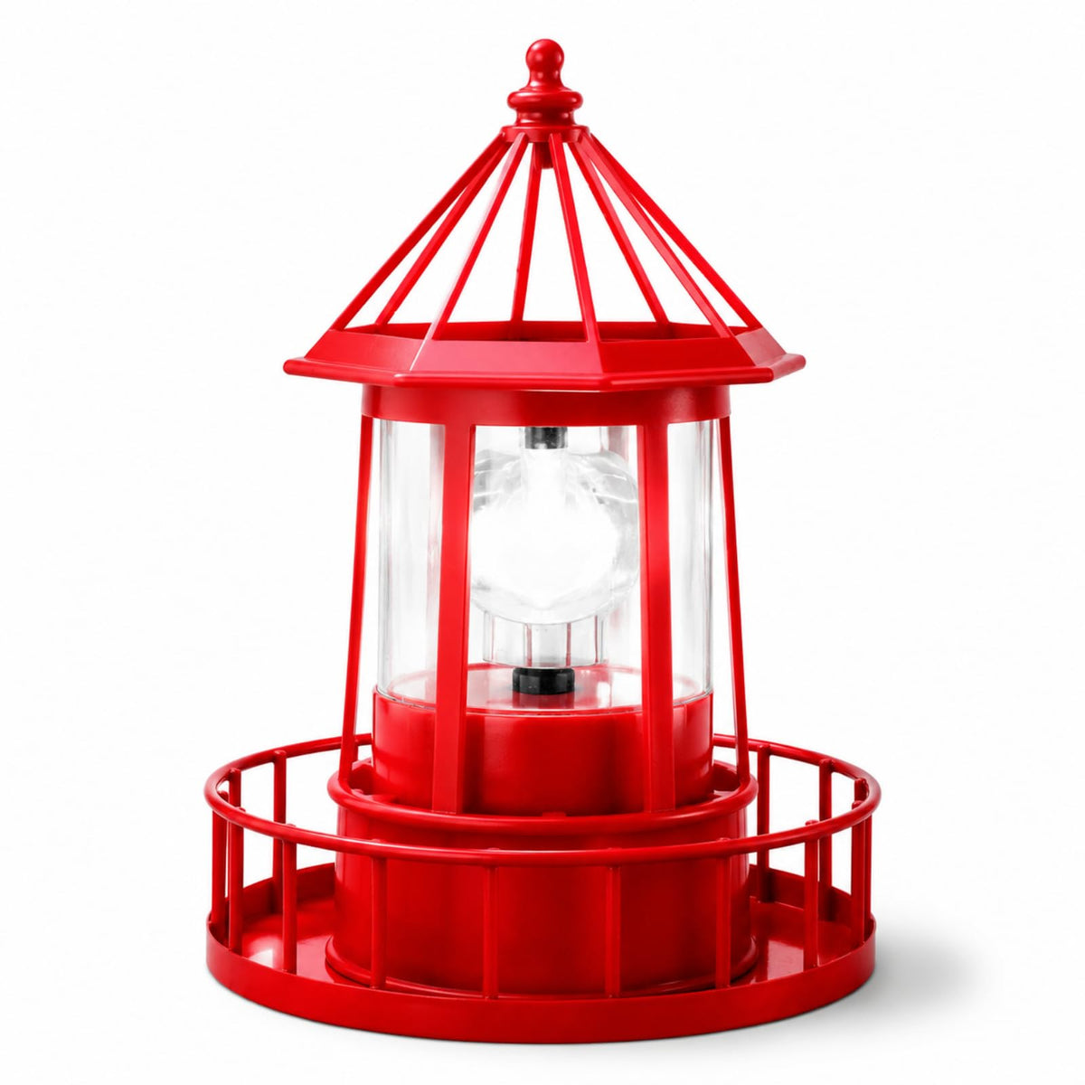 Solar Lighthouse Rotating Beacon Light Red Iron G604540
