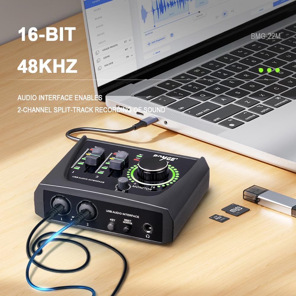 2 Channel USB Audio Interface with XLR 48V Phantom Power V5997