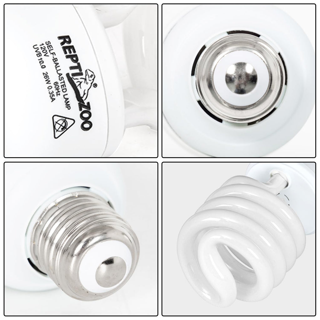 Dual Reptile Light Fixture & 100W Basking Spot Light with 26W UVA UVB Bulb Combo Pack I58502
