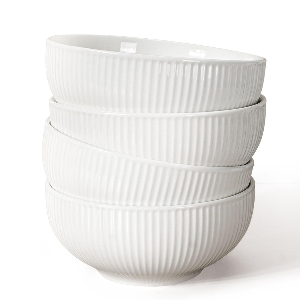 White 26 oz Ceramic Soup Bowls Set of 4 T1507