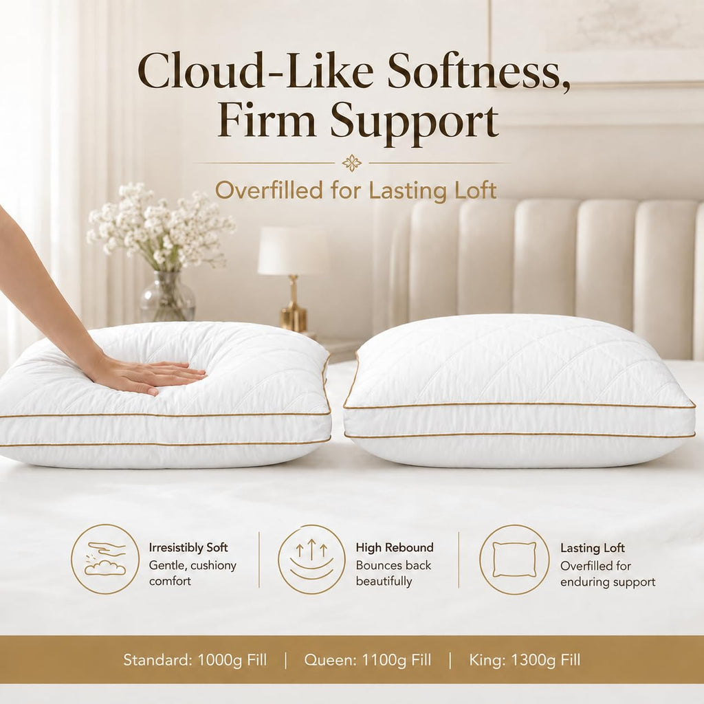 King Size Set of 2 White Cotton Bed Pillows G312438