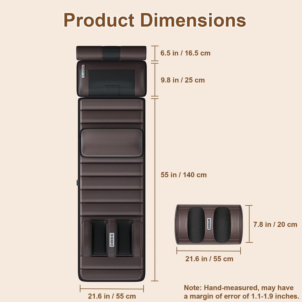 Brown Full Body Heating Massage Mat with Detachable Neck and Leg Massagers Z653322