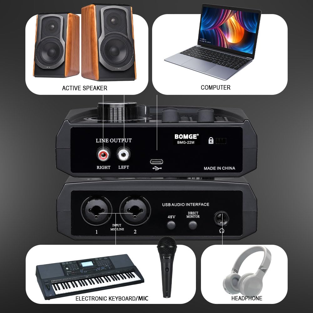 2 Channel USB Audio Interface with XLR 48V Phantom Power V5997