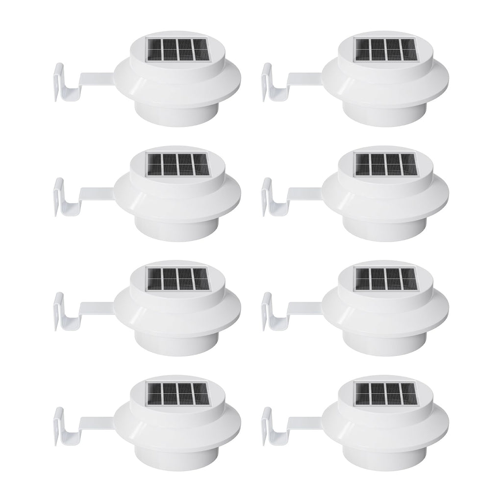 8 Pack Cool White Solar Powered Gutter Mounted Lights X377