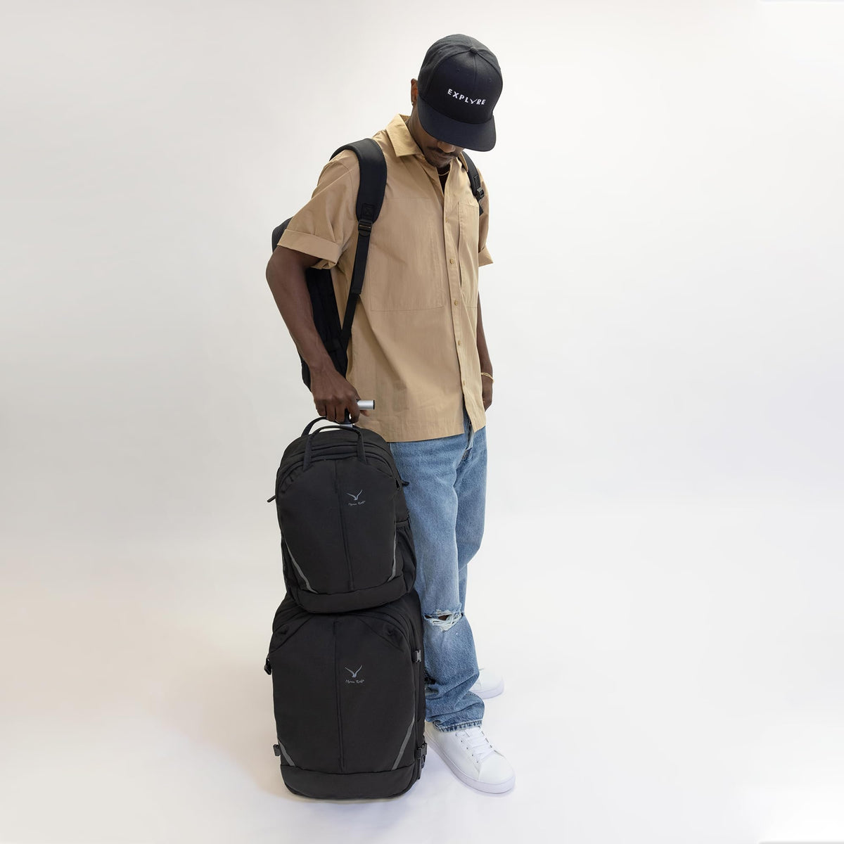 Rolling Backpack with Wheels 43L 17 inches Laptop Jet Black 6PC Packing Cubes U62580