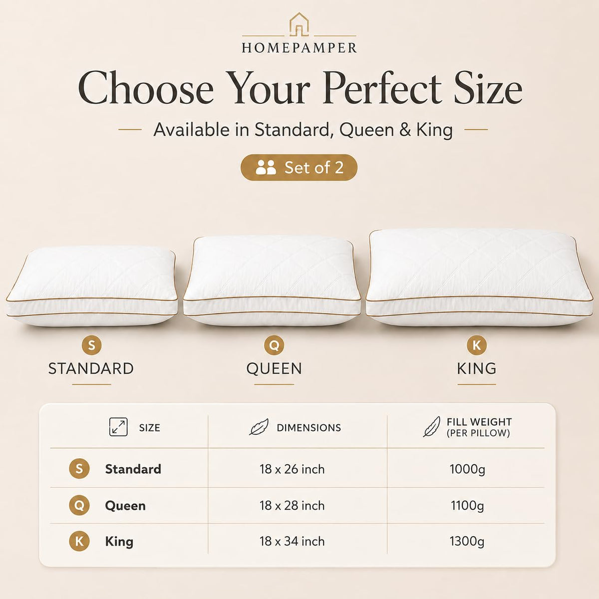 King Size Set of 2 White Cotton Bed Pillows G312438