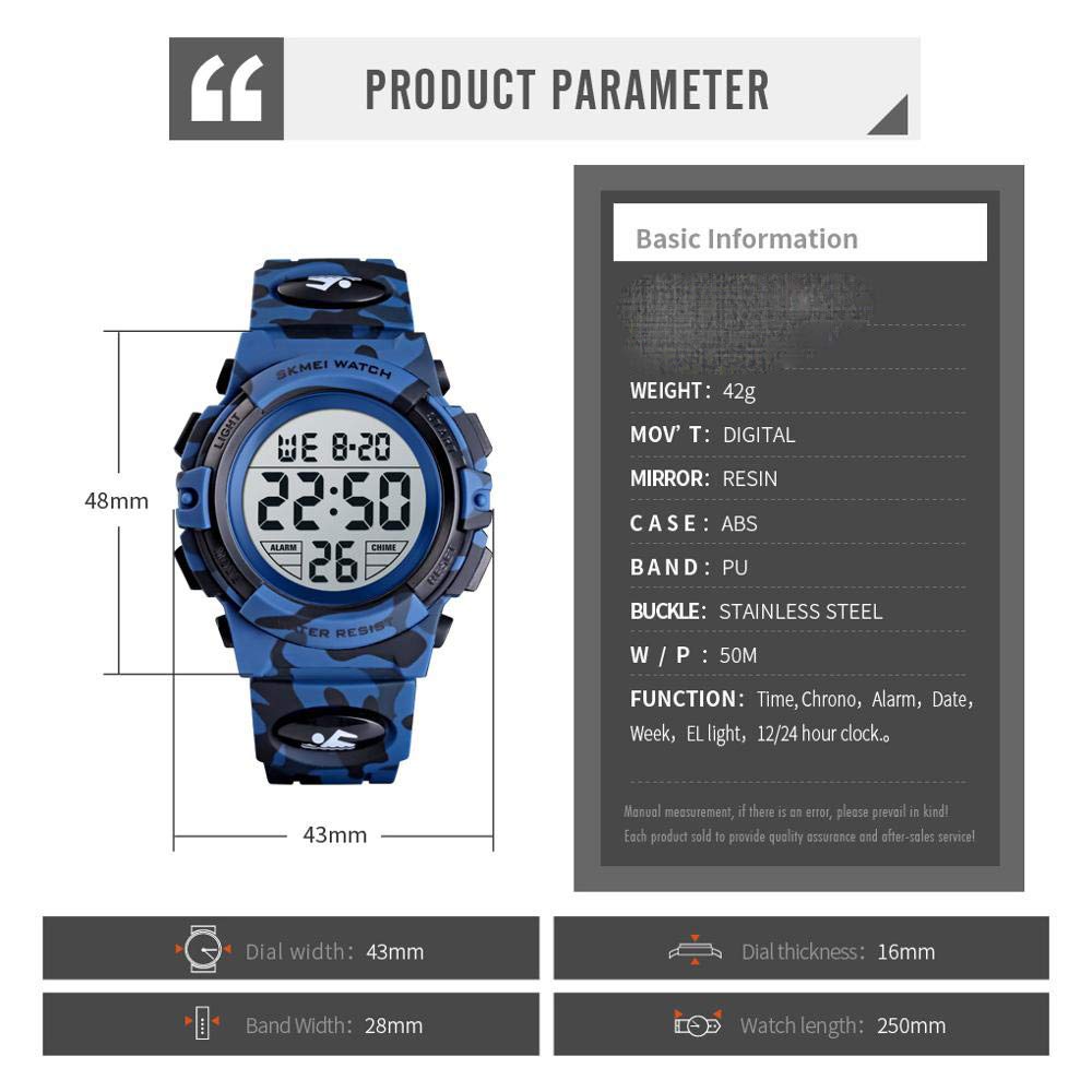 Camouflage Pu Strap Digital Display Waterproof Watch M8549