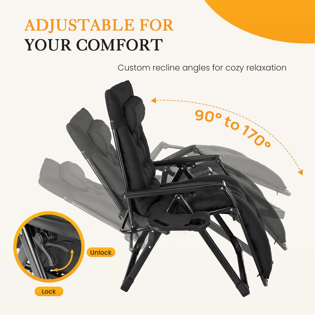 Zero Gravity Chair with Cup Holder Trays J5080