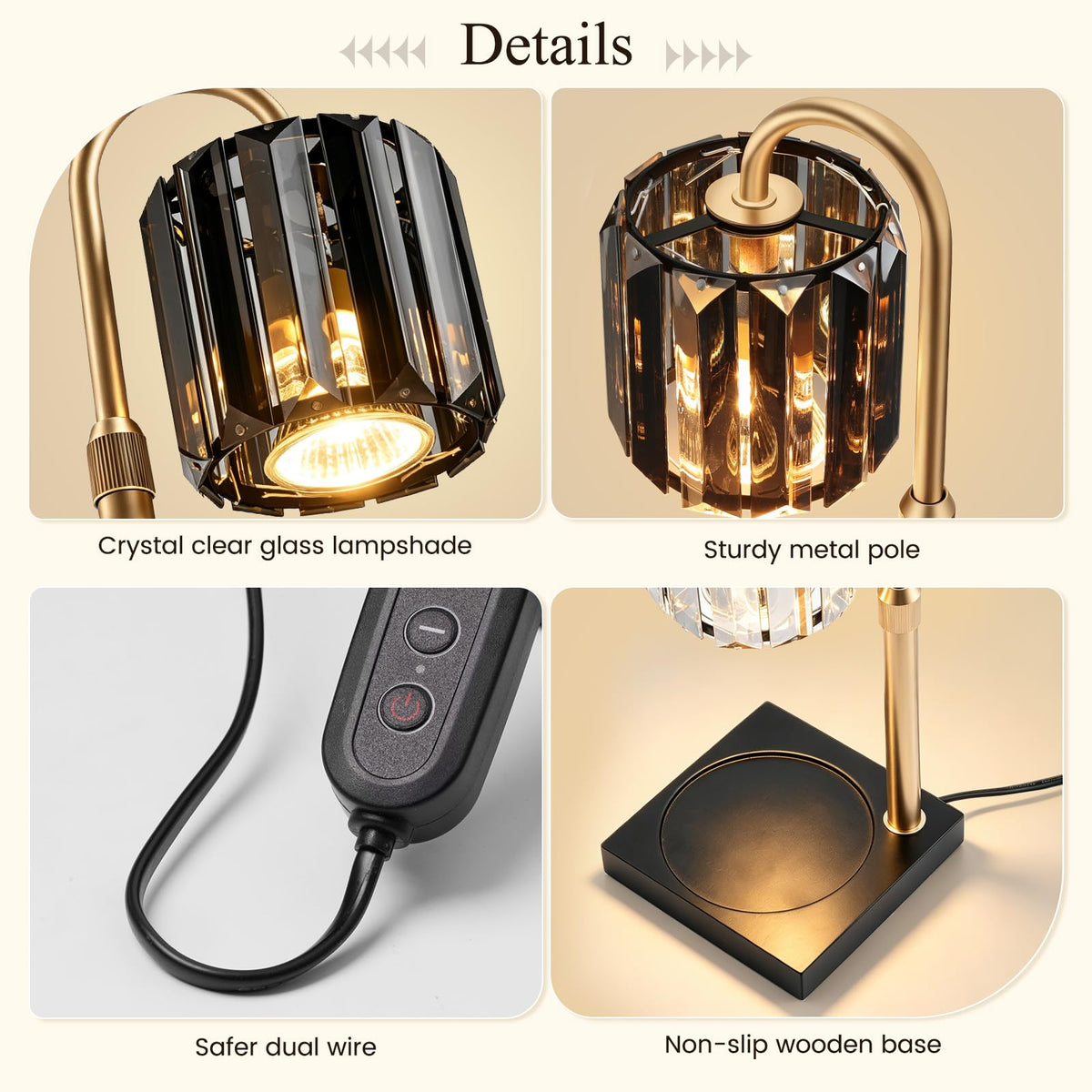 Black Dimmable Candle Warmer Lamp with Timer E75694