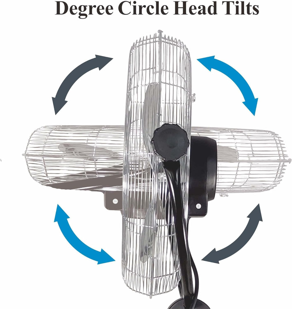 20" 3-Speed Metal Oscillating Stand Fan with Chrome Grill A159484