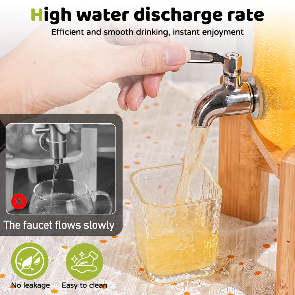 2.2 Gallon Glass Drink Dispenser with Wood Stand J510300