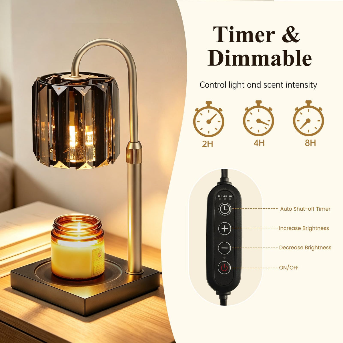 Black Dimmable Candle Warmer Lamp with Timer E75694