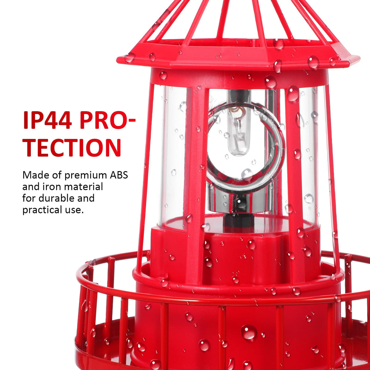 Solar Lighthouse Rotating Beacon Light Red Iron G604540