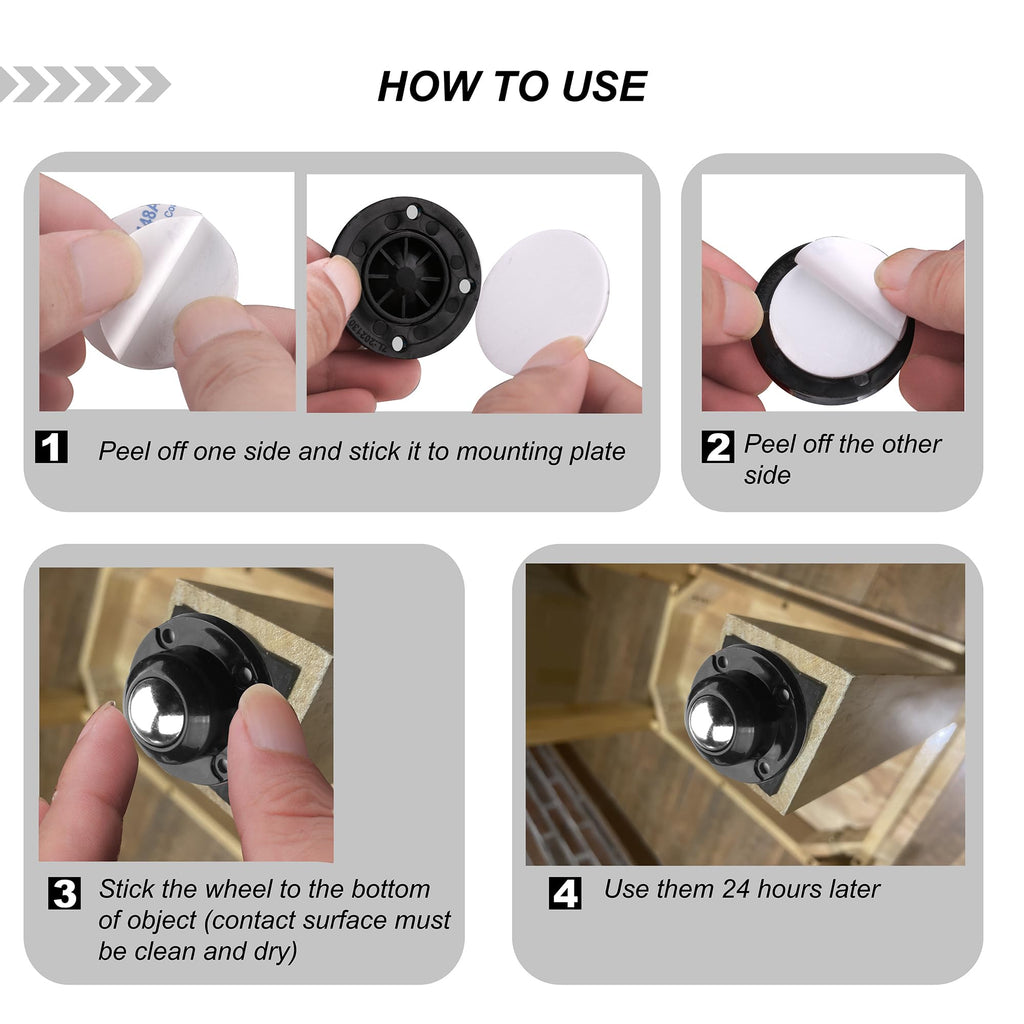 1 Inch Self Adhesive Caster Wheels, 8 Pack C861