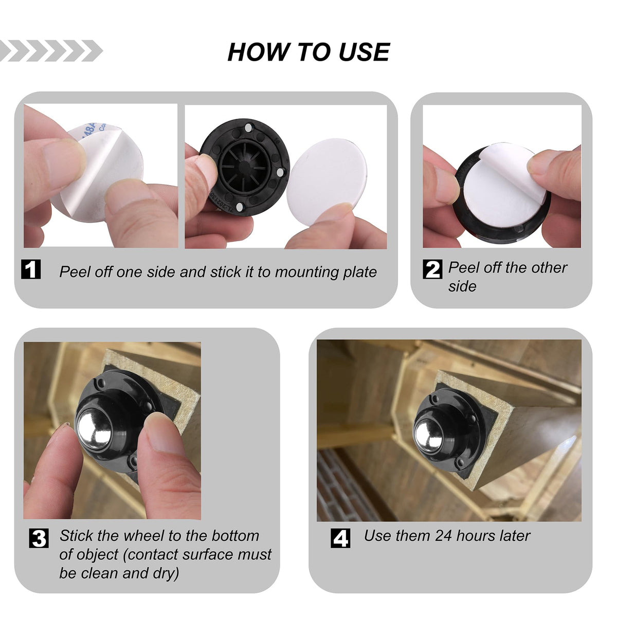 1 Inch Self Adhesive Caster Wheels, 8 Pack C861