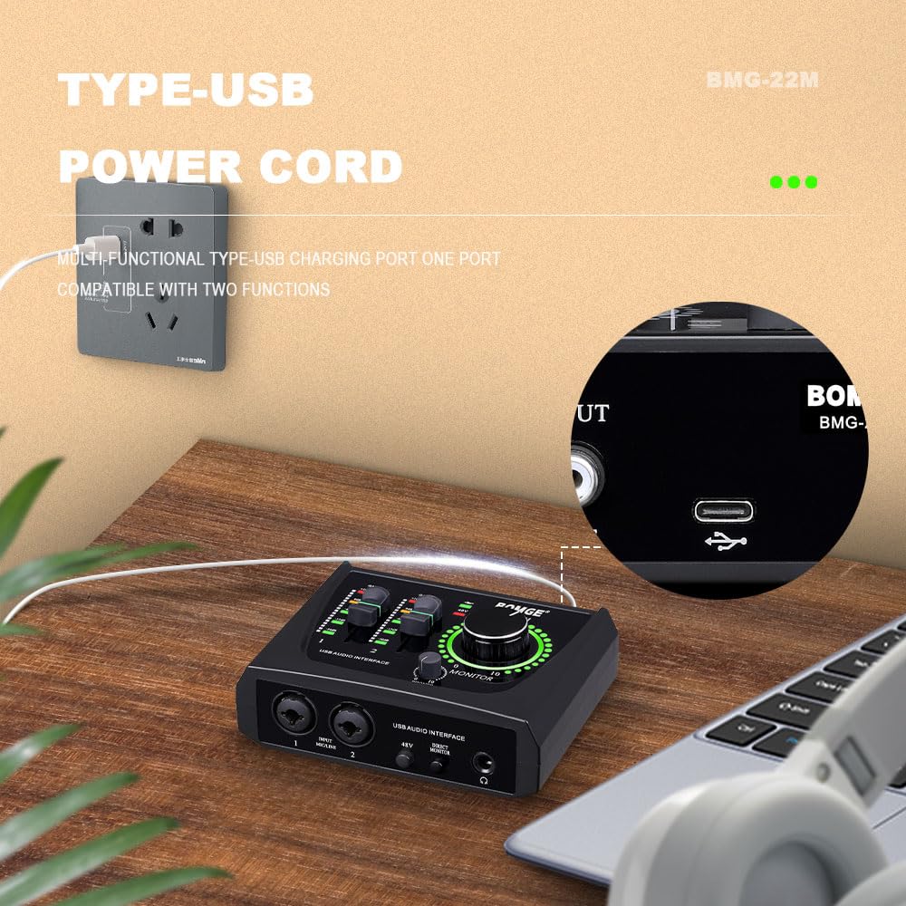 2 Channel USB Audio Interface with XLR 48V Phantom Power V5997