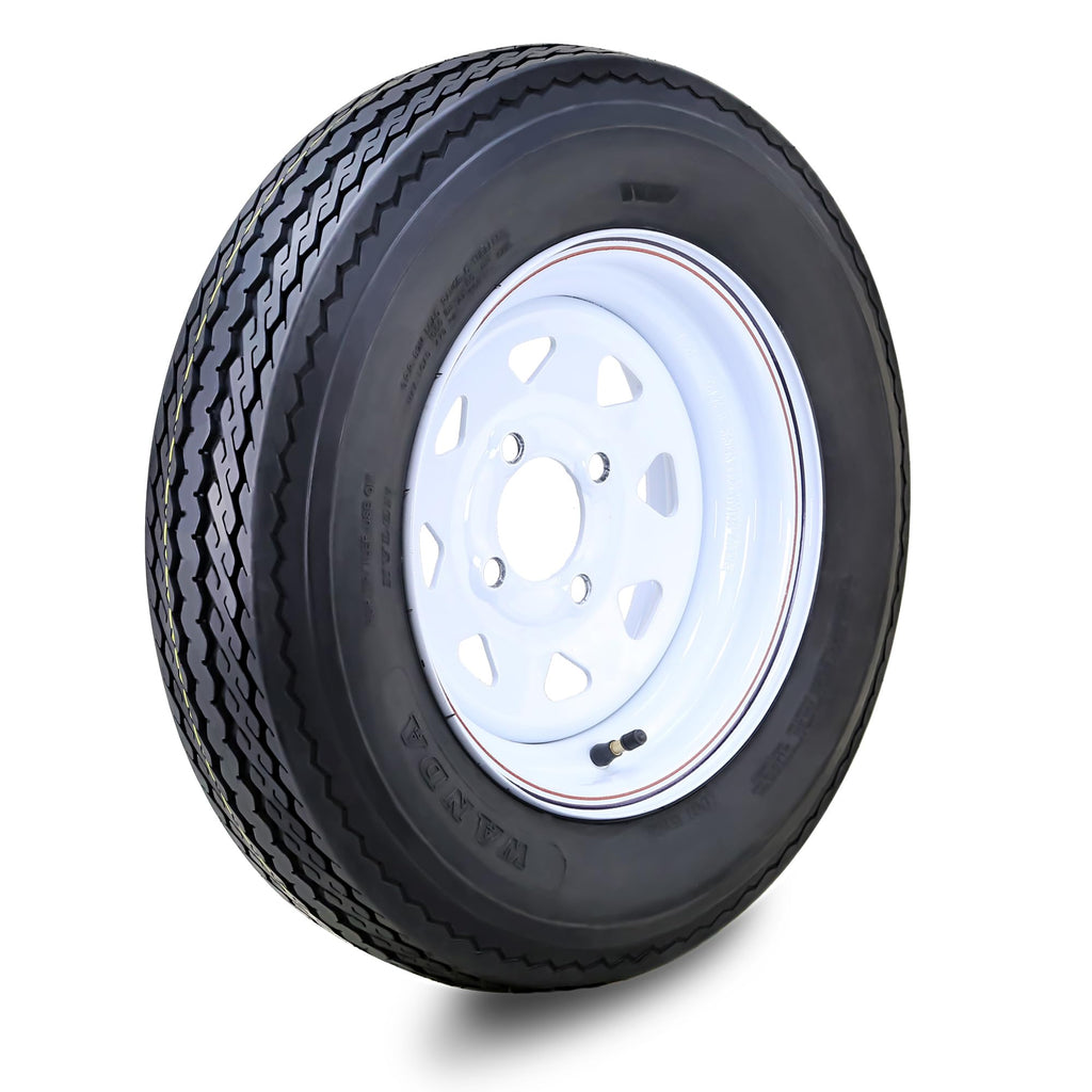5.30-12 Trailer Tire & Wheel 6-Ply White Spoke Rim J3101