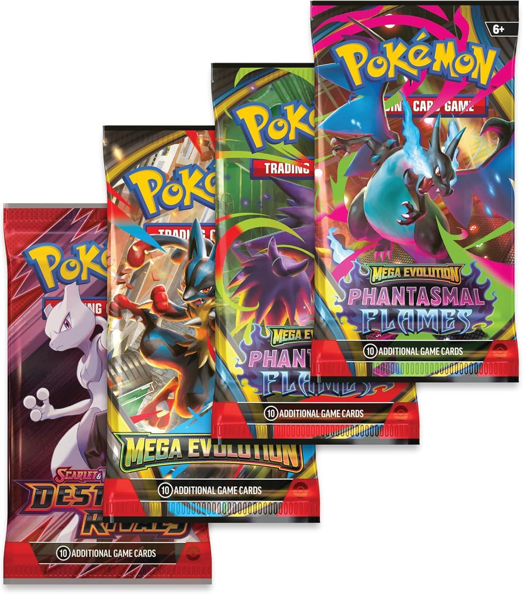 Pokémon TCG Mega Charizard ex Promo Card and Tin with 4 Packs J4227